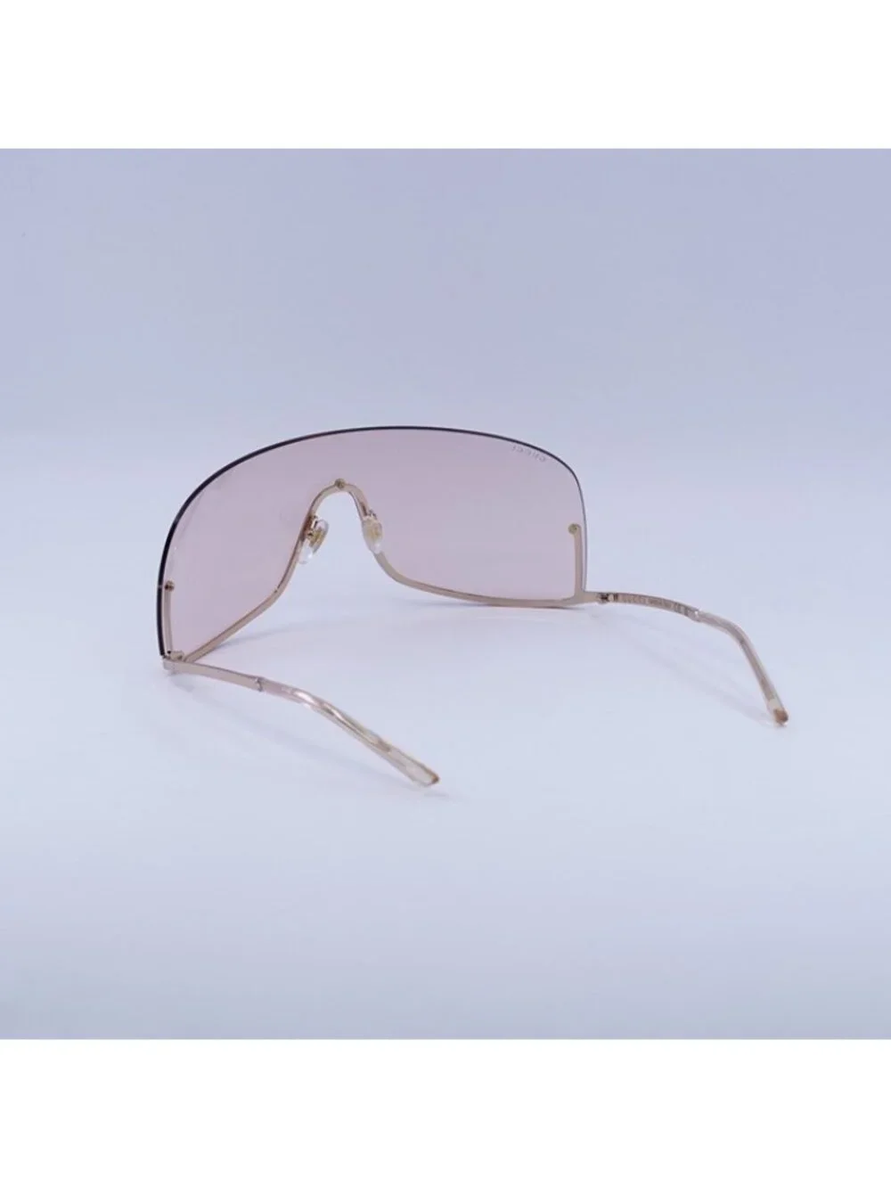 Gucci GG1560S 004 Sunglasses Rose Gold Shield Frame, Pink Lenses